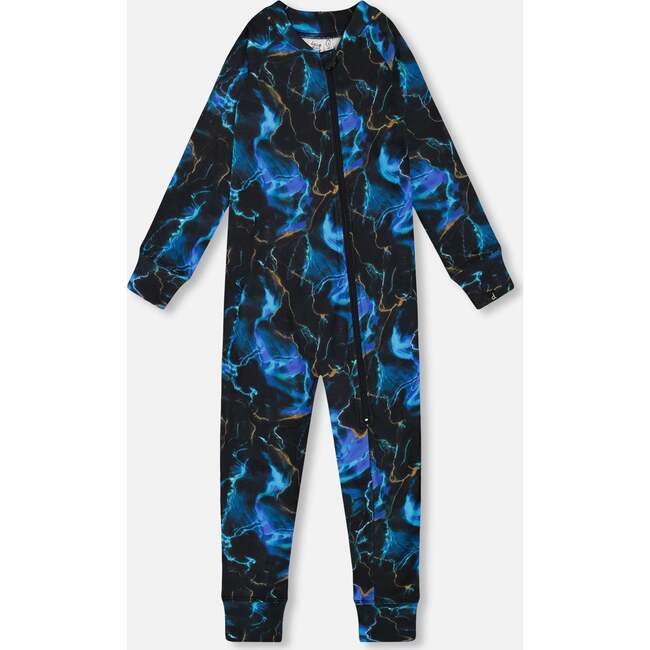 One Piece Thermal Underwear, Black Printed Storm