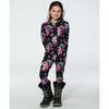 One Piece Thermal Underwear, Black Printed Roses - Loungewear - 2