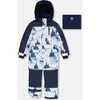 One Piece Snowsuit, Navy Blue Watercolor Pine Print - Snowsuits - 1 - thumbnail