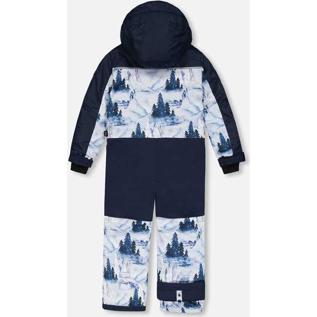 One Piece Snowsuit, Navy Blue Watercolor Pine Print - Snowsuits - 3