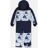 One Piece Snowsuit, Navy Blue Watercolor Pine Print - Snowsuits - 3