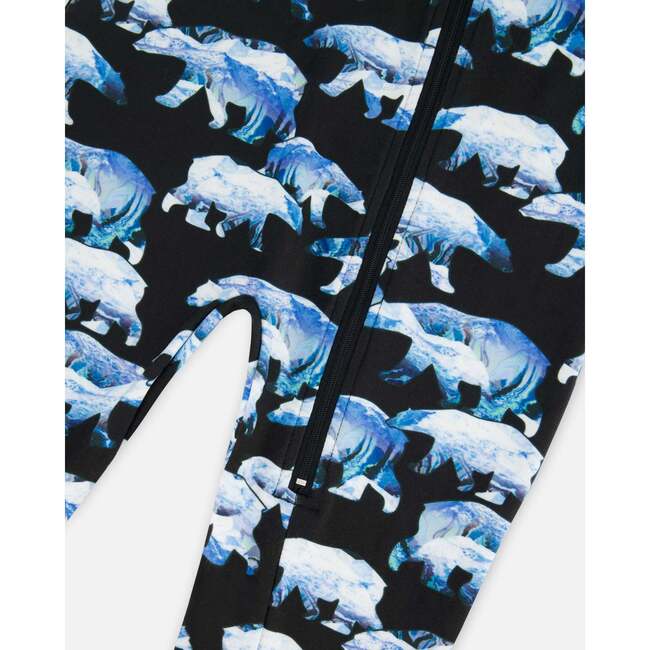 One Piece Thermal Underwear, Black Printed Polar Bears - Loungewear - 4