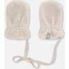 Newborn Sherpa Mittens No Thumbs, Offwhite - Gloves - 1 - thumbnail