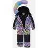 One Piece Snowsuit, Black Printed Rainbow Leopard - Snowsuits - 2