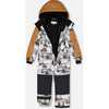 One Piece Snowsuit, Grey Landscape Printed Brown Trees - Snowsuits - 2