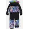 One Piece Snowsuit, Black Printed Rainbow Leopard - Snowsuits - 3