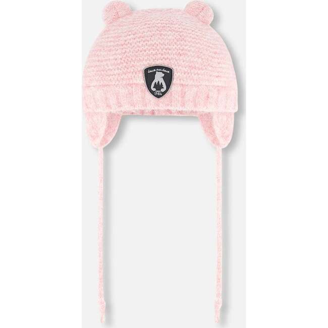 Knit Hat With Ears, Pink - Hats - 1