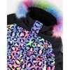 One Piece Snowsuit, Black Printed Rainbow Leopard - Snowsuits - 4