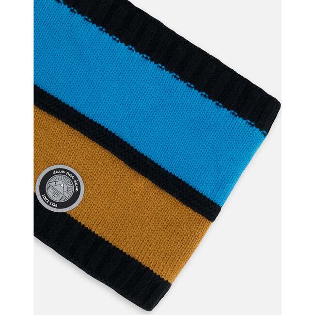 Knit Neckwarmer, Blue, Black And Spice - Scarves - 4