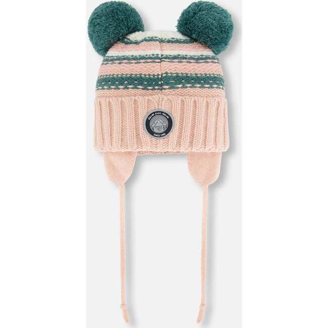 Knit Hat With Ears, Light Pink Cats Face - Hats - 3