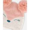 Knit Hat With Ears, Light Pink Deer Face - Hats - 4