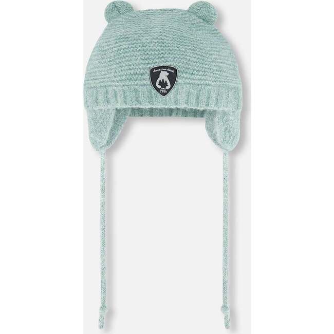 Knit Hat With Ears, Green - Hats - 1