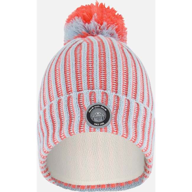 Knit Hat, Air Blue And Coral