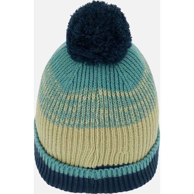 Knit Hat, Blue, Green And Gray - Hats - 2