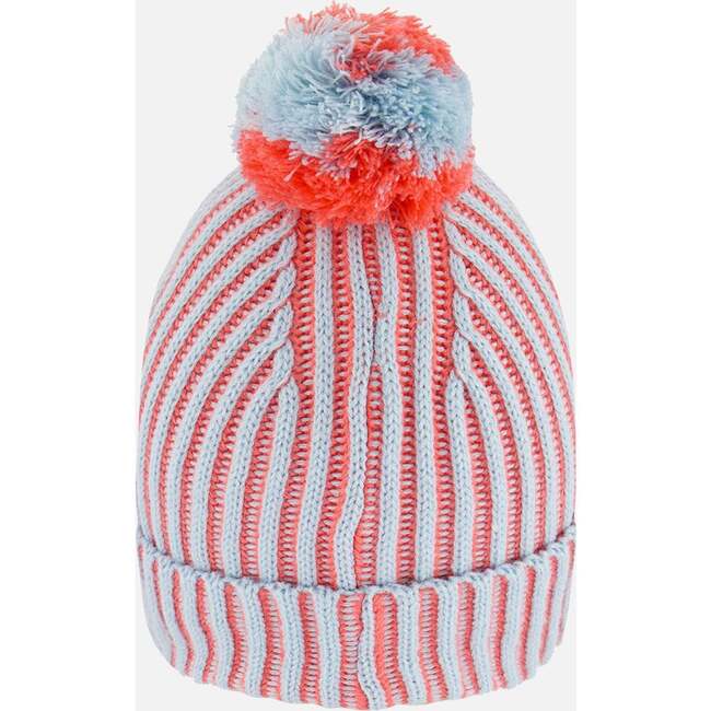 Knit Hat, Air Blue And Coral - Hats - 3