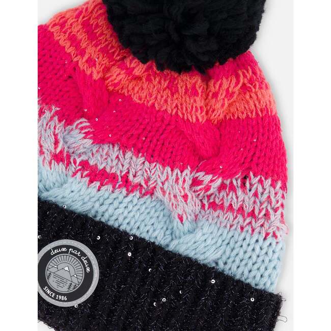 Knit Hat, Gradient Blue,Coral And Fuschia - Hats - 5