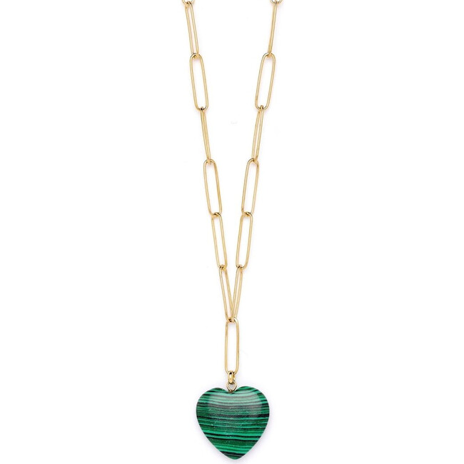 Women's Amazonian Gemstone Heart Chain Necklace