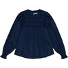 Women's Venus Lace Front Puff Sleeve Blouse, Midnight Navy - Blouses - 1 - thumbnail