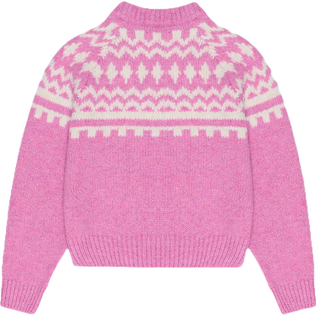 Women's Tirol Round Neck Drop Sleeve Jumper, Blush Pink - Sweaters - 2