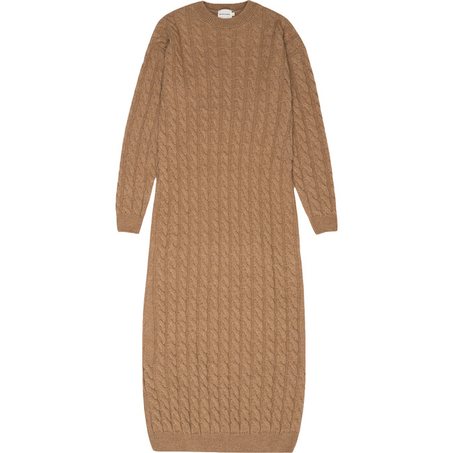 Women's River Round Neck Drop Sleeve Dress, Suede Camel