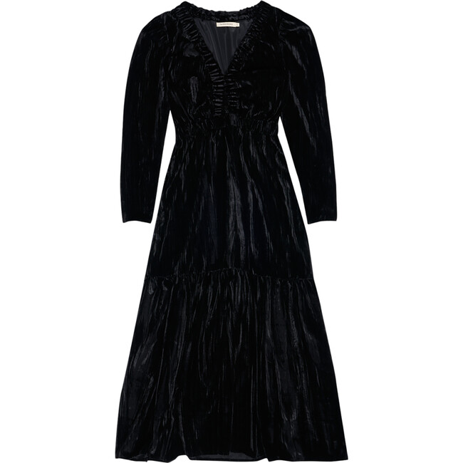 Women's Rigel V-Neck Velour Dress, Black