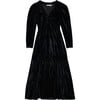 Women's Rigel V-Neck Velour Dress, Black - Dresses - 1 - thumbnail