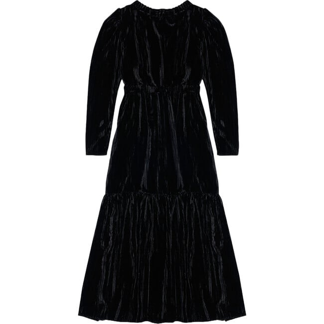 Women's Rigel V-Neck Velour Dress, Black - Dresses - 2