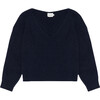 Women's Regina V-Neck Dropped Sleeve Jumper, Midnight Navy - Sweaters - 1 - thumbnail