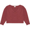 Women's Regina V-Neck Dropped Sleeve Jumper, Toasted Caramel - Sweaters - 1 - thumbnail