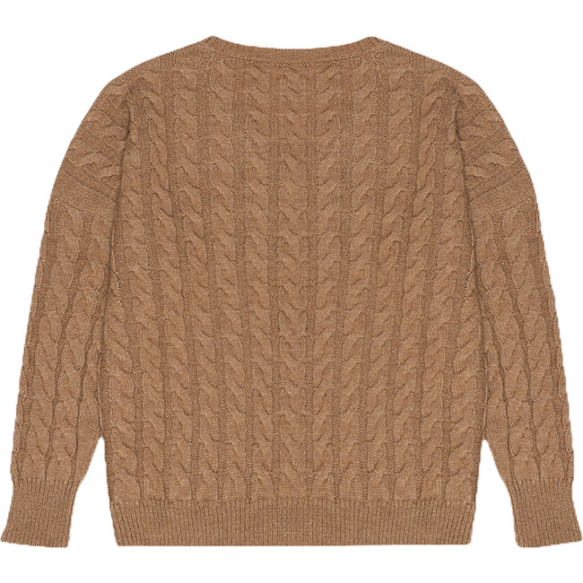 Women's River Ribbed V-Neck Dropped Sleeve Jumper, Suede Camel - Sweaters - 2