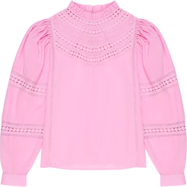 Women's Paris Lace Chest Blouse, Blush Pink