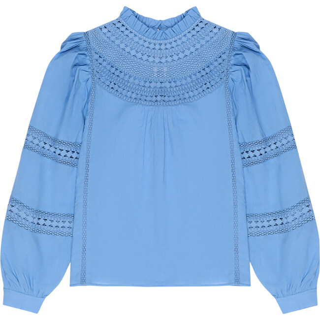 Women's Paris Lace Chest Blouse, Blue Allure