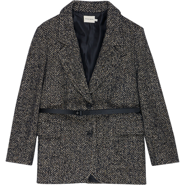 Women's Oslo Double Breast Blazer, Midnight Herringbone