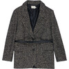 Women's Oslo Double Breast Blazer, Midnight Herringbone - Blazers & Sport Coats - 1 - thumbnail