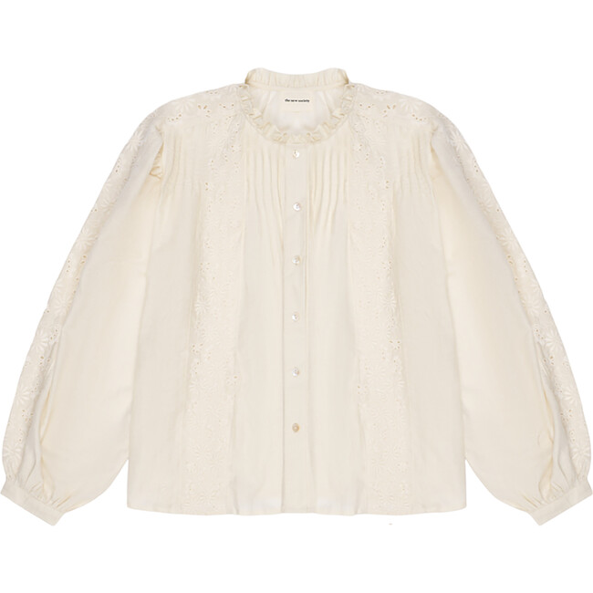 Women's Nuuk Ruffle Neck Blouse, Vanilla Cream