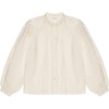 Women's Nuuk Ruffle Neck Blouse, Vanilla Cream - Blouses - 1 - thumbnail