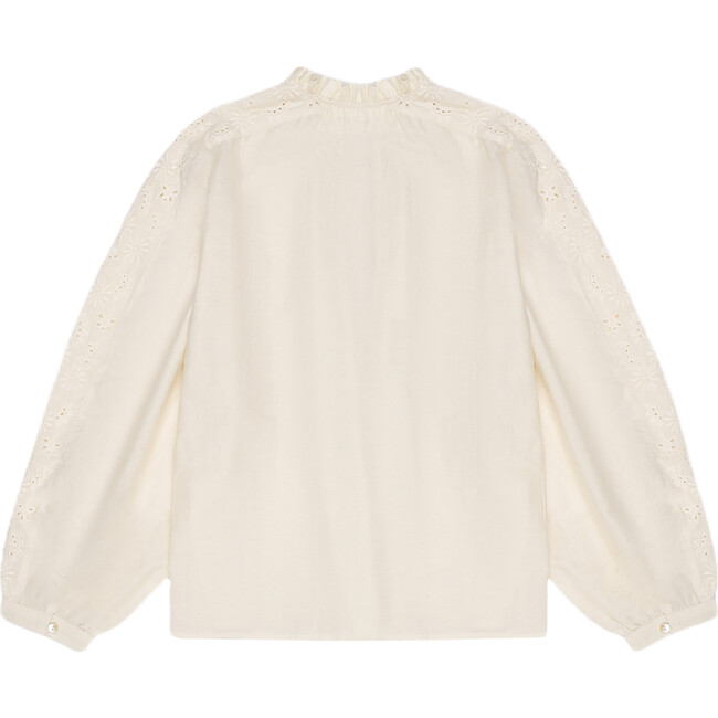 Women's Nuuk Ruffle Neck Blouse, Vanilla Cream - Blouses - 2