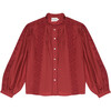 Women's Nuuk Ruffle Neck Blouse, Ruby Dusk - Blouses - 1 - thumbnail