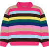 Women's Lund Striped High Neck Jumper, Fuchsia Bloom - Sweaters - 1 - thumbnail