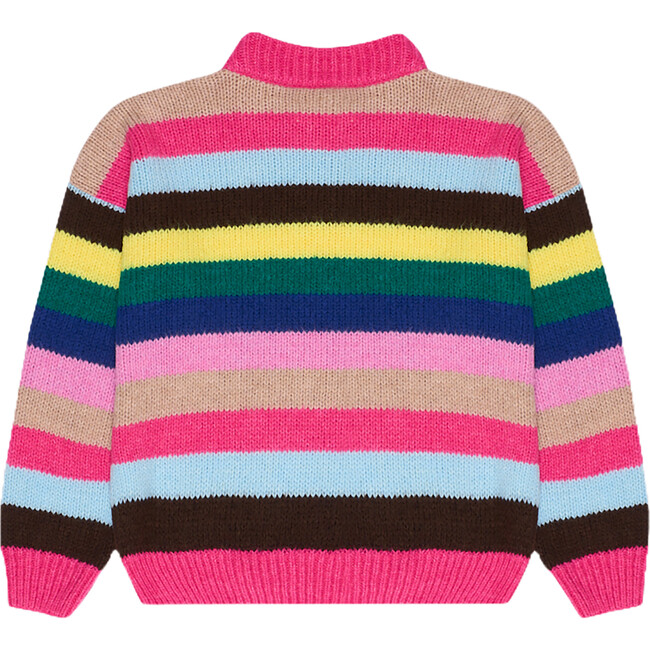 Women's Lund Striped High Neck Jumper, Fuchsia Bloom - Sweaters - 2