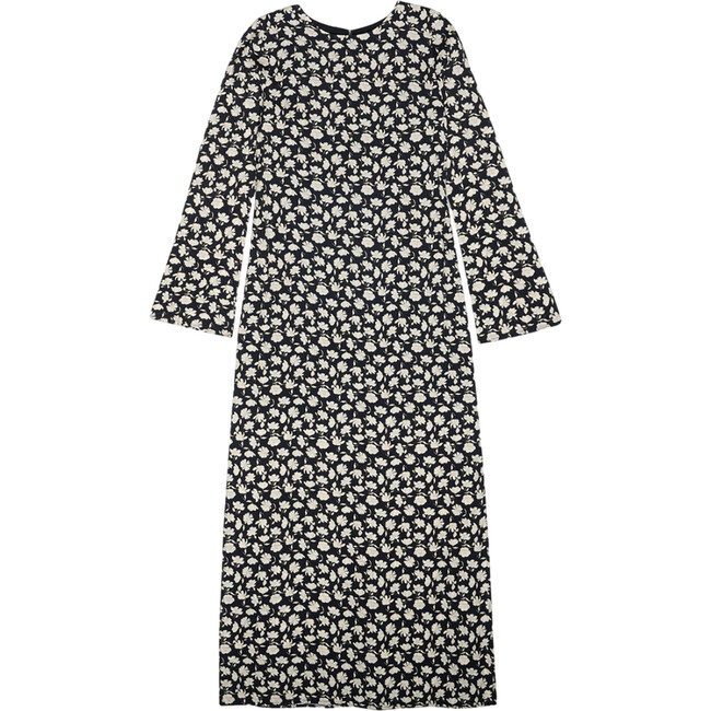 Women's Kyoto Long Sleeve Dress, Noir Bloom