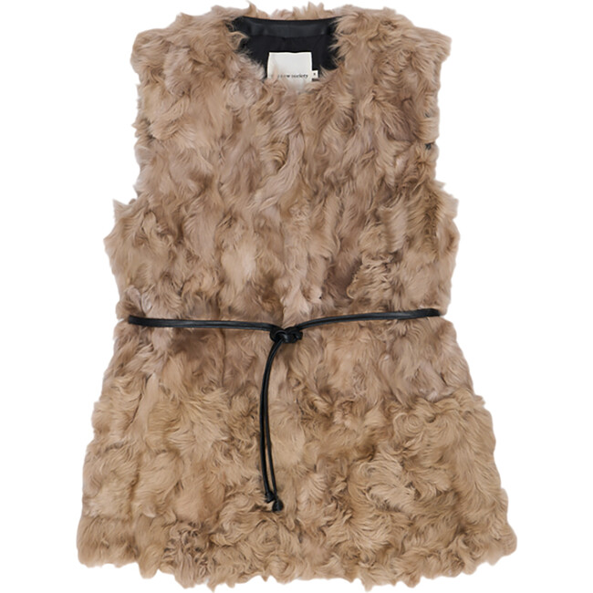 Women's Linz Fur Belt Tie Waistcoat, Chestnut Glow