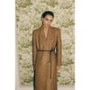 Women's Jupiter Long Oversized Coat, Suede Camel Herringbone - Coats - 3