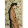 Women's Jupiter Long Oversized Coat, Suede Camel Herringbone - Coats - 5