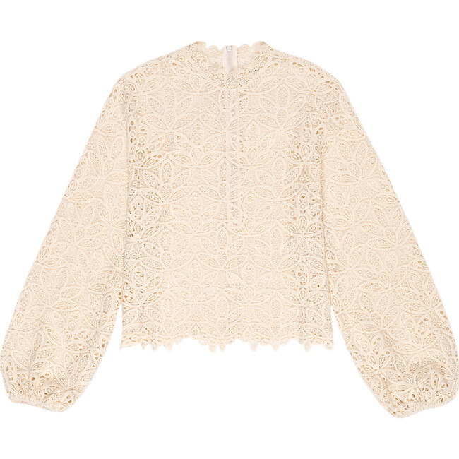 Women's Ghent Crochet Collar Blouse, Vanilla Cream