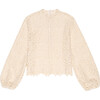 Women's Ghent Crochet Collar Blouse, Vanilla Cream - Blouses - 1 - thumbnail