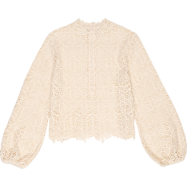 Women's Ghent Crochet Collar Blouse, Vanilla Cream - Blouses - 2