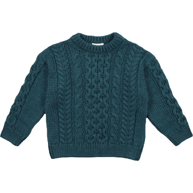 Verbier Knit Ribbed Neck Drop Sleeve Jumper, Retro Green