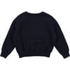 Space Round Neck Long Sleeve Sweater, Midnight Navy - Sweaters - 2