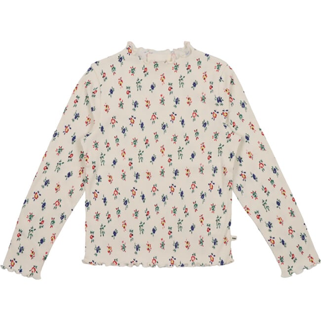 Singapore Round Neck Long Sleeve T-Shirt, Mini Blossom Vanilla Cream